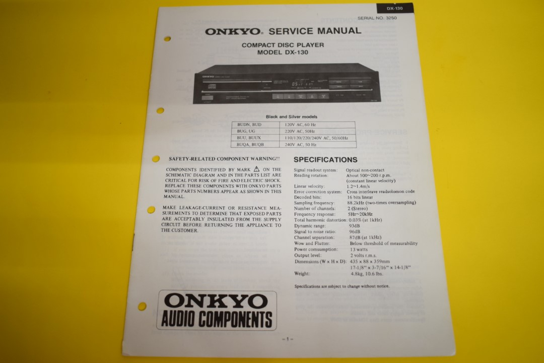 Onkyo DX-130 CD-Player Service Manual  			